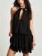 Elegant Backless Chiffon Mini Dress With A Flounced Hem For Summer