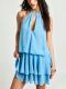Elegant Backless Chiffon Mini Dress With A Flounced Hem For Summer