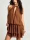 Elegant Backless Chiffon Mini Dress With A Flounced Hem For Summer