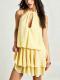 Elegant Backless Chiffon Mini Dress With A Flounced Hem For Summer