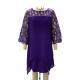 Lace-panelled Three-quarter-sleeve Chiffon Dress With An Asymmetrical Hem In Stock