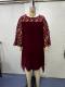 Lace-panelled Three-quarter-sleeve Chiffon Dress With An Asymmetrical Hem In Stock