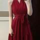 A-line Mature-style Waist-cinching Tied Figure-hugging Midi Dress