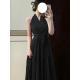 A-line Mature-style Waist-cinching Tied Figure-hugging Midi Dress