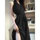 A-line Mature-style Waist-cinching Tied Figure-hugging Midi Dress