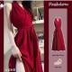 A-line Mature-style Waist-cinching Tied Figure-hugging Midi Dress