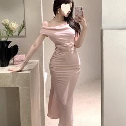 Sexy Off-shoulder Satin Slip Dress For Women