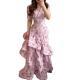 V-neck Floral Ruffled Slim-fit Long Mermaid Dress