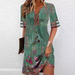 Digital-print Womens Short-sleeve Dress
