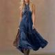 Womens Casual Sleeveless Denim Mermaid Dress