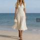 Womens Striped High-Waisted Shirt Casual Dress