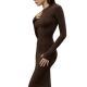 Navy Blue CrewNeck Long Sleeve Dress For Women