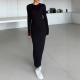 Navy Blue CrewNeck Long Sleeve Dress For Women