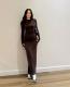 Navy Blue CrewNeck Long Sleeve Dress For Women