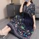 Ethnic Style V Neck Short Sleeve Dress For Women