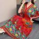 Ethnic Style V Neck Short Sleeve Dress For Women