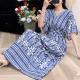Ethnic Style V Neck Short Sleeve Dress For Women
