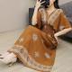 Ethnic Style V Neck Short Sleeve Dress For Women