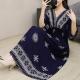 Ethnic Style V Neck Short Sleeve Dress For Women
