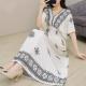 Ethnic Style V Neck Short Sleeve Dress For Women