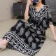Ethnic Style V Neck Short Sleeve Dress For Women