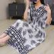 Ethnic Style V Neck Short Sleeve Dress For Women