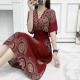 Ethnic Style V Neck Short Sleeve Dress For Women