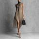 High-neck Lace-up Sleeveless Chiffon Dress