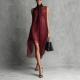 High-neck Lace-up Sleeveless Chiffon Dress