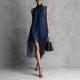 High-neck Lace-up Sleeveless Chiffon Dress