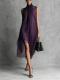 High-neck Lace-up Sleeveless Chiffon Dress
