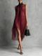 High-neck Lace-up Sleeveless Chiffon Dress