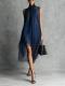 High-neck Lace-up Sleeveless Chiffon Dress