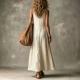 Loose-fitting Sleeveless V-neck Maxi Dress