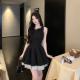 Thousand-Gold-Wealth Wind Little Black Dress Womens Dress