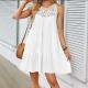 Womens Round-neck Spliced Short Skirt Dress