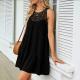 Womens Round-neck Spliced Short Skirt Dress