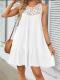 Womens Round-neck Spliced Short Skirt Dress