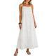 Womens Lace Solid-Color Sleeveless Buttoned Strap Dress