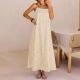 Womens Lace Solid-Color Sleeveless Buttoned Strap Dress