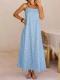 Womens Lace Solid-Color Sleeveless Buttoned Strap Dress