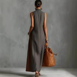 Fashionable Color-Block Womens Casual Long Dress