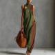 Fashionable Color-Block Womens Casual Long Dress