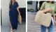 Bat-sleeved V-neck Slit Dress Summer Short Sleeve Elastic Waist Long Dresses