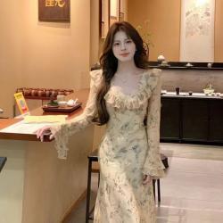 Tea Break Gentle Style Floral Dress For Women