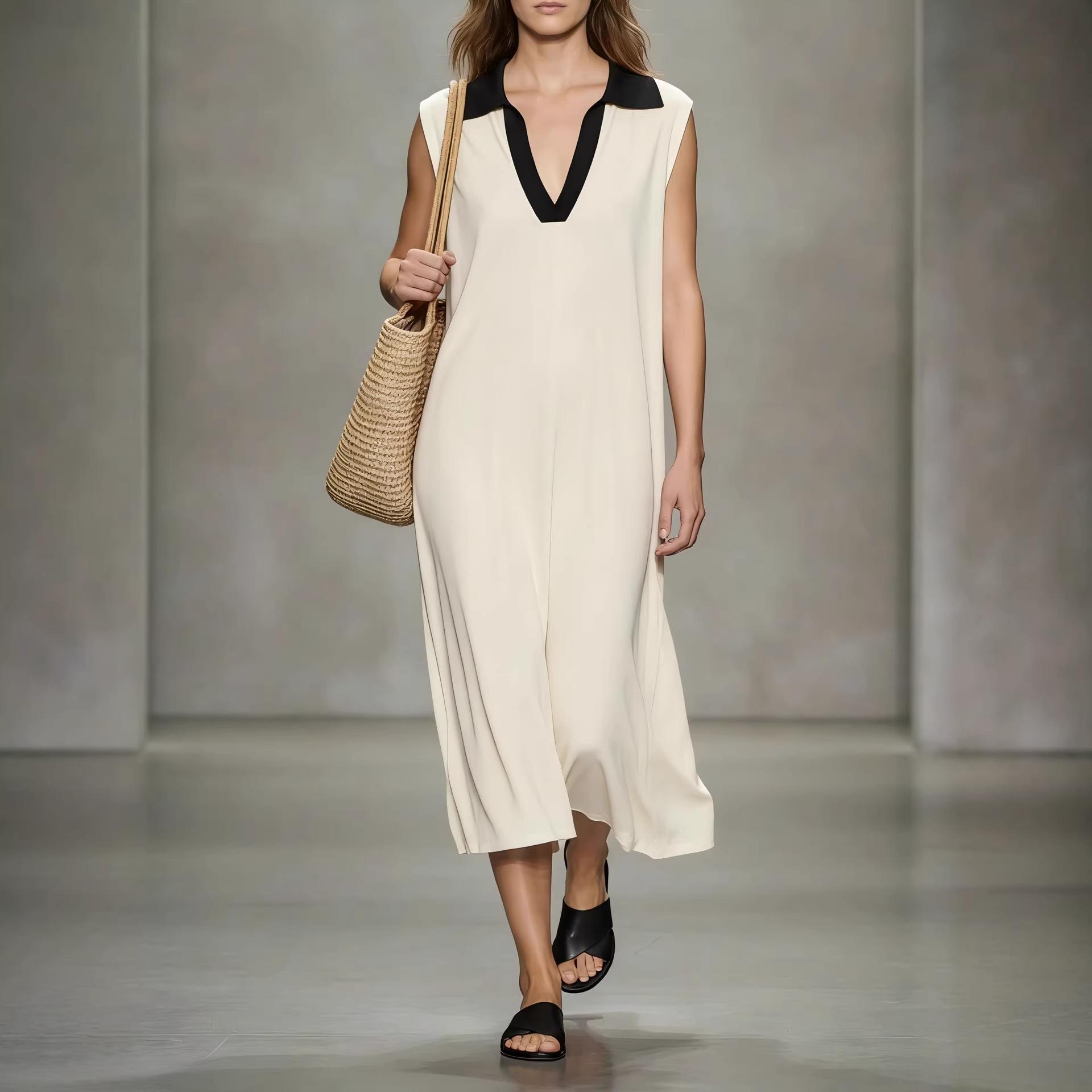 Womens Lightweight Knit Sleeveless Midi Dress For Vacation