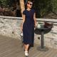 Womens Slim-Fit Figure-Hugging Lace-Up Dress