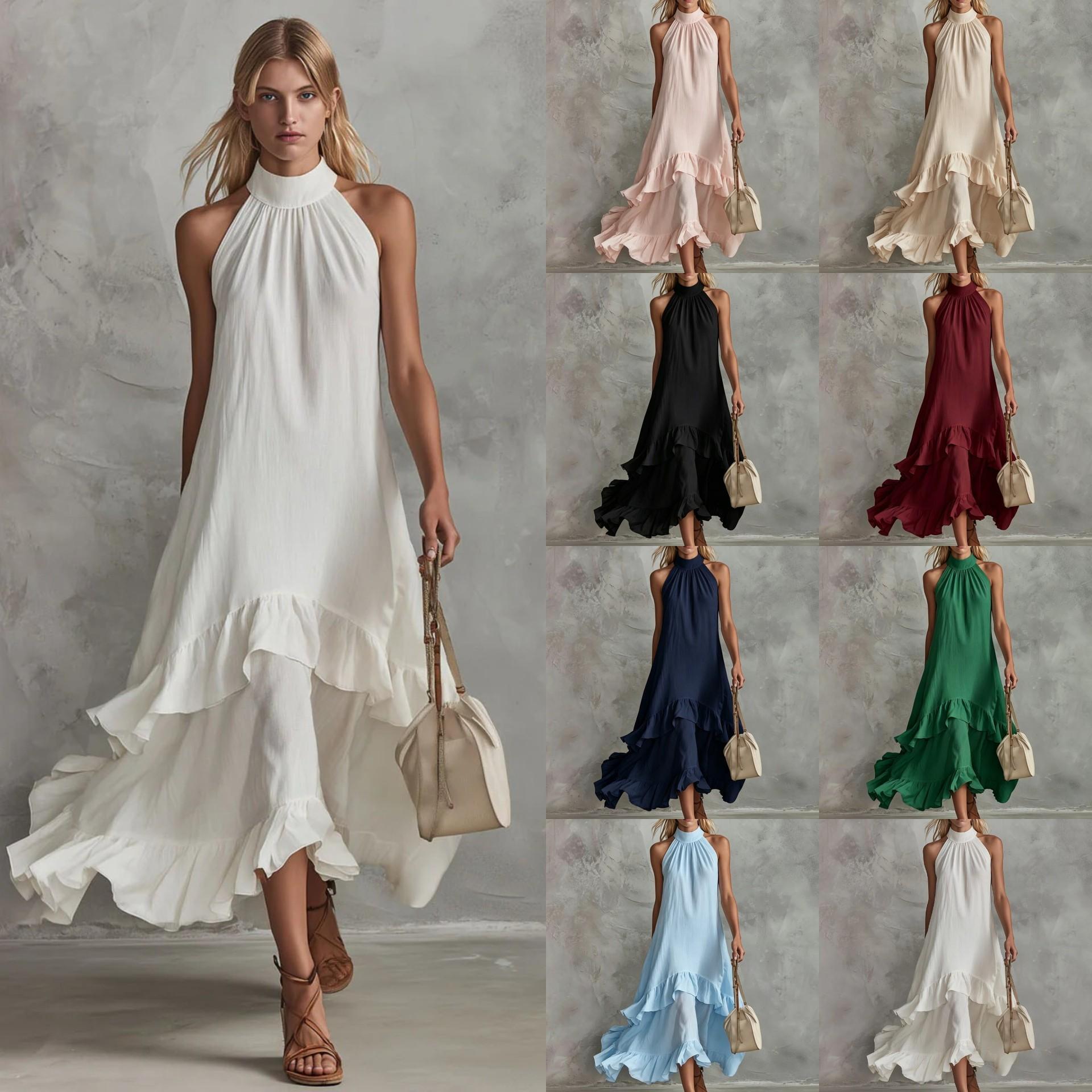 Casual Chic Sleeveless Ruffled Beach Dress