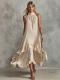 Casual Chic Sleeveless Ruffled Beach Dress
