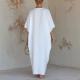 Solid-color Womens Loose-fit Resort Pleated Robe Dress